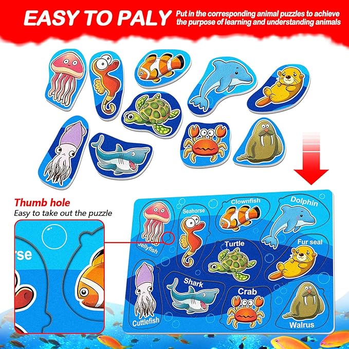 4 Pack 40 Pieces Felt Ocean Theme Zoo Animals Forest Ocean Toys for Toddlers Puzzles Educational Toddler Montessori Learning Matching Game Christmas Birthday Gifts Toys for Kids Felt Busy Board