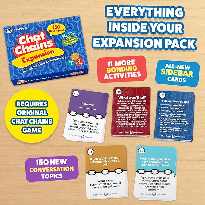 ThinkPsych Chat Chains Expansion Pack - Counseling Games & Therapy Games for Teens - Social Skills Games for Kids, Play Therapy Toys, Speech Therapy Games - Ages 8-99