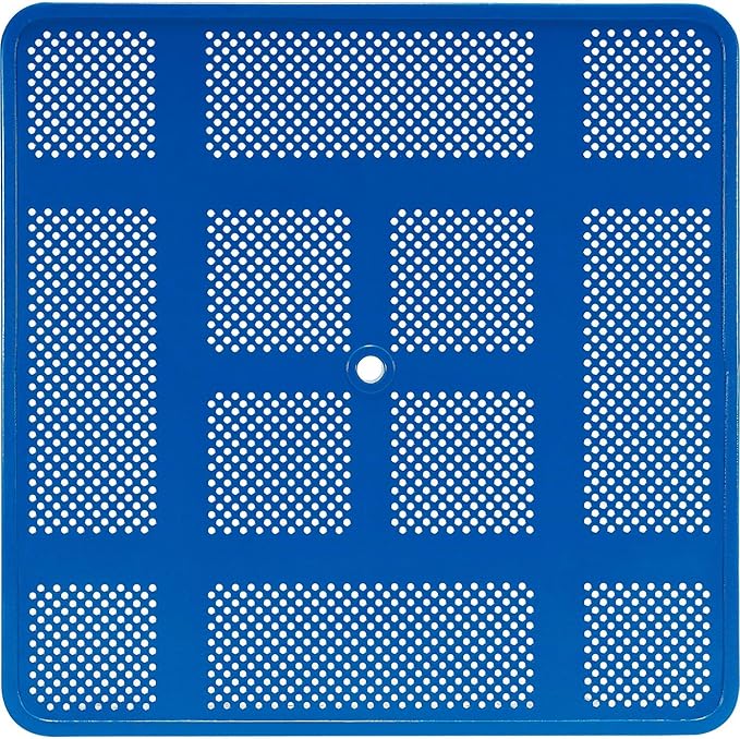 Global Industrial 46" Square Picnic Table, Perforated Metal, Blue Thermoplastic Coating, Attached Benches, 1-1/2” Umbrella Pole Hole, Outdoor-Rated, 1200 lb Capacity