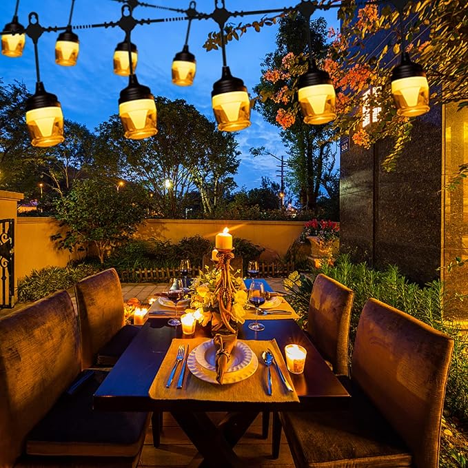 String Lights for Outside, Outdoor Patio Lights with 12 LED Bulbs Waterproof Shatterproof Hanging Patio Lights String for Patio for Bistro, Garden, Backyard, Gazebo, Party Decor, Easter