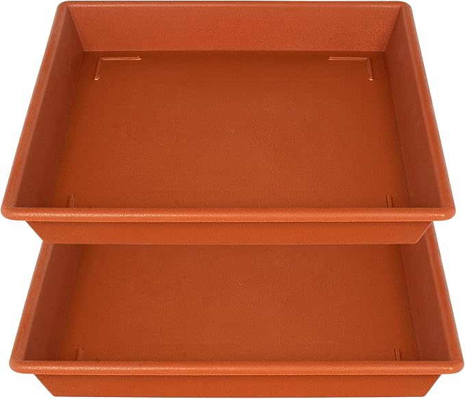 Square Plant Saucer 18 Inch 2 Pack, Large Plant Trays for Pots Heavy Duty Plastic Plant Saucers for Indoors Outdoors, Flower Pot Plant Drip Trays No Holes Terracotta Plant Lover Gardening Gifts