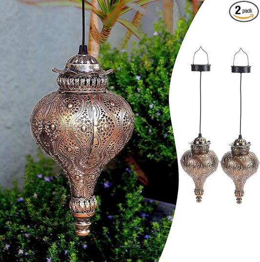 Solar Moroccan Lantern Outdoor Garden Decor(2 Pack) Solar Lanterns Outdoor Waterproof, Lanterns Decorative Outdoor Lights for Patio Pathway Yard Porch Backyard.