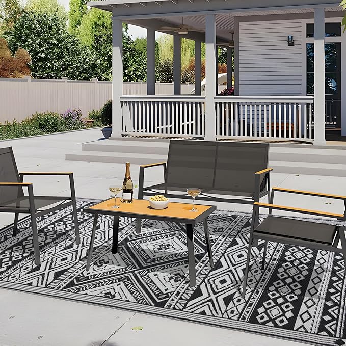 Outdoor Rug 9x12 ft Waterproof, Reversible Outdoor Plastic Straw Rug for Patios Clearance, Outdoor Area Rug Carpet RV Mat for Camping Backyard Deck Porch