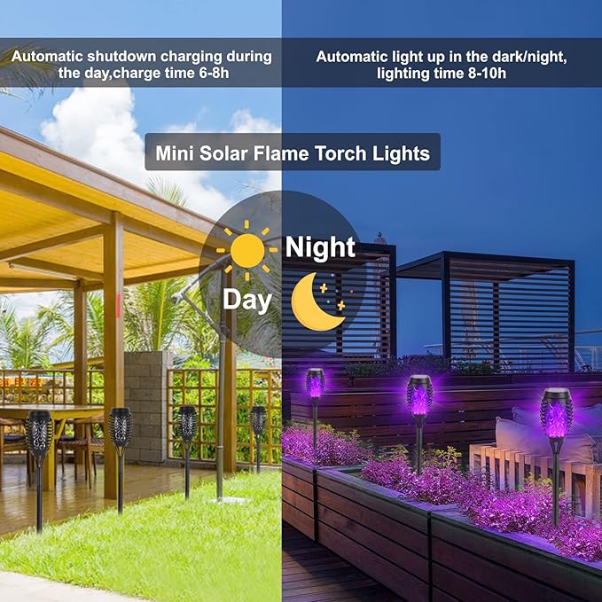 Solar Lights Outdoor, 8Pack Solar Torch Light with Flickering Flame for Garden Decor, Waterproof Outdoor Lighting Landscape, LED Flame Torches for Outside Patio Pathway Yard Decorations
