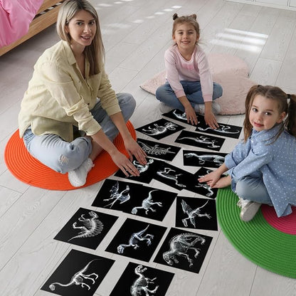 Chunful 20 Pcs Animal X-Ray Kit Wildlife X-Ray Flash Cards Educational Science Kit Light Table Toys Accessory, 11.7" x 8.3'' (Dinosaurs)