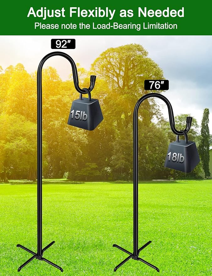 Ottsuls Shepherd-Hooks Adjustable for Bird-Feeder Lantern Plant-Hook Garden-Stake - Plant Stand Hanger for Outdoor Flower Basket, Bird Feeder Hanger Weddings Decor