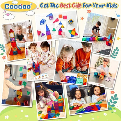 60 PCS Magnetic Building Tiles Kids Toys STEM Magnetic Blocks Sensory Toys Kids Games Magnet Building Toy for Boys and Girls Aged 3+, Kid Brain Development Preschool Kindergarten Toddler Toy