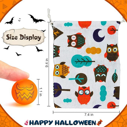 64pcs Glow in The Dark Bouncing Balls,8 Halloween Theme Designs Bouncy Toys Balls, Halloween Party Favors Supplies, Trick or Treating Goodie, Halloween Miniatures,School Classroom Game Rewards