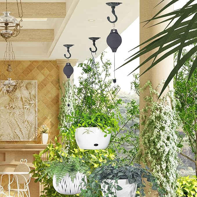 Sungmor 3PC Wall Mount Ceiling Hooks, Cast Iron Plant Bracket, Heavy Duty Plant Hook Hanger, Decorative Vintage Hooks for Hanging Planters, Bird Feeders, Lanterns, Wind Chimes