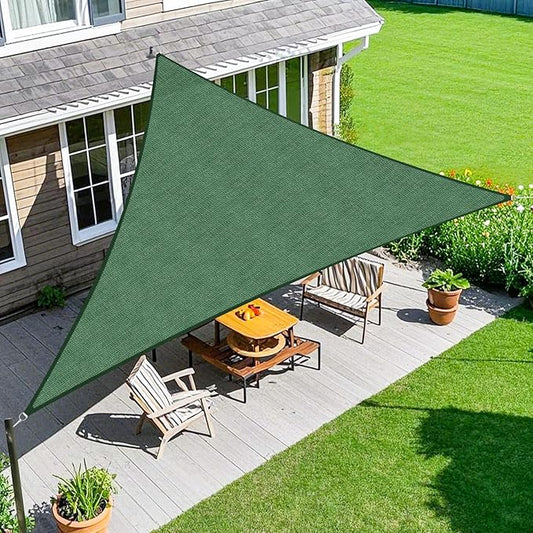 Amagenix Sun Shade Sail 12'X12'X17'Curved Edge Outdoor Shade Canopy Dark Green Breathable 95% UV Block Shade Cloth for Patio Garden Backyard (We Make Custom Size)