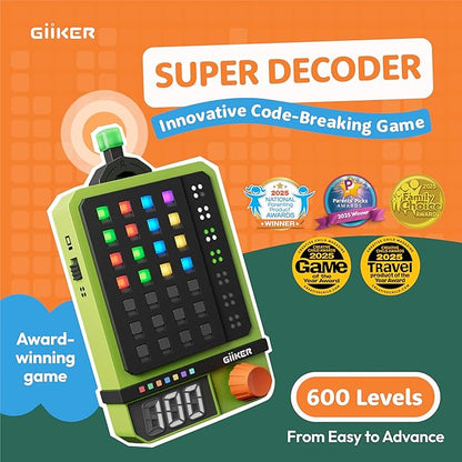 GiiKER Super Decoder, 600-Level Code-Breaking Puzzle Game for 1-2 Players, Handheld Games for Kids and Adults, Birthday Gift for Boys and Girls, Travel Games for Road Trip