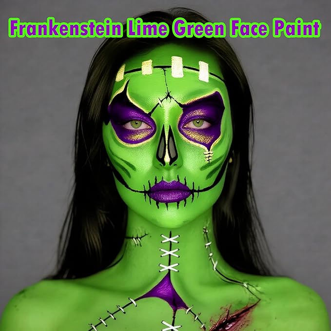 Light Green Face Paint Stick,Water-Based Lime Green Body Paint Stick,Washable Face Painting for Monster Frankenstein Witch Elphaba Costume,Halloween SFX Makeup Paint for Cosplay,1.06 OZ