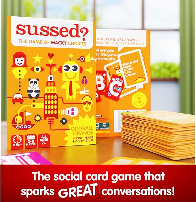 SUSSED The Wacky ‘What Would You Do’ Travel Card Game - Social Fun for Kids and Teens - Fun Boo Basket Stuffer for Families - Ages 7+ - Orange Pack