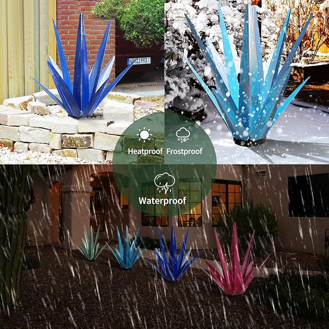 Large Tequila Rustic Sculpture, Rustic Metal Agave Plants for Outdoor Patio Yard, Garden Statue Outdoor Clearance Lawn Ornaments