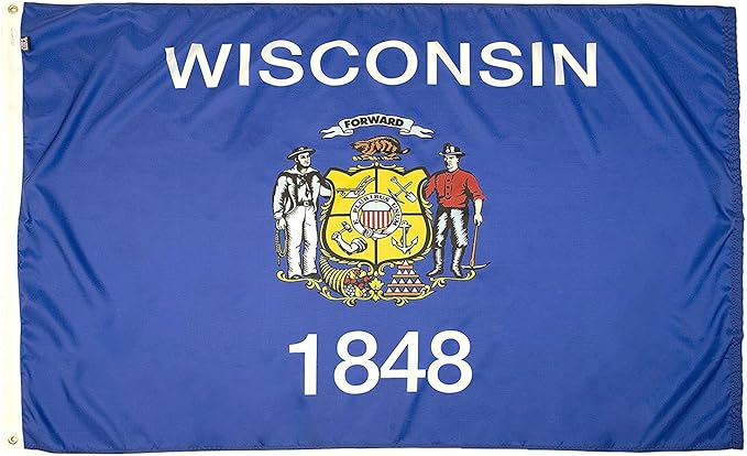 FlagSource Wisconsin Nylon State Flag, Made in the USA, 3x5'