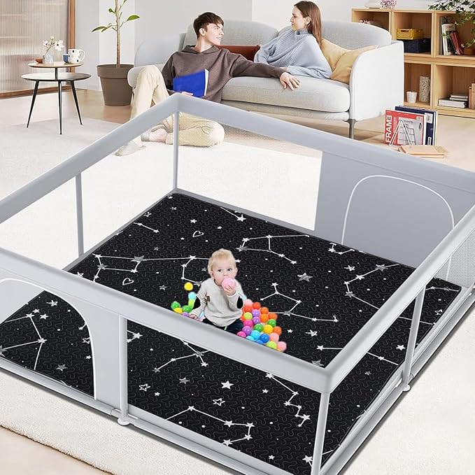 50x50 Play Mat for Playpen Foldable Baby Play Mat Large Tummy Time Mat, Non Slip Washable Baby Play Mats for Floor, Portable Travel Baby Crawling Mats for Toddlers and Infants