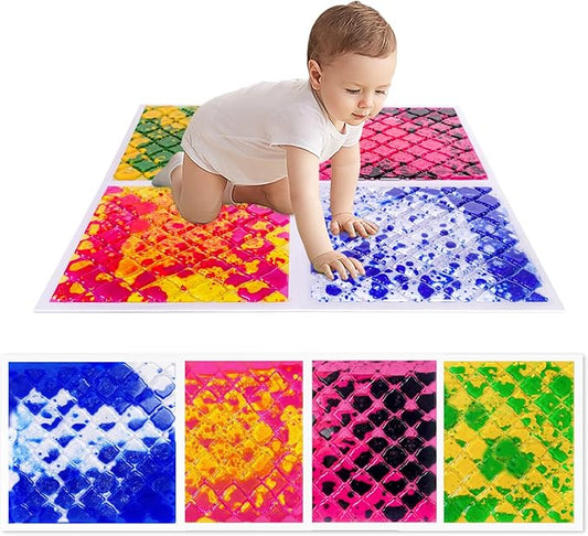 Liquid Lava Tiles for Kids： 11.8x11.8 in Educational Play Mat with Non-Slip Base Develop Motor Skills & Creativity for Children 3-12 Years (4 Pack C)