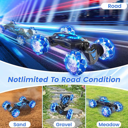 Gesture Sensing RC Stunt Car,4WD Drift Hand Controlled 360° Flips Trick Car with Lights & Music, Toys car is Cool Birthday Gift for Kids Ages 7-12