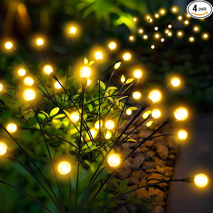 Solar Garden Lights, 40 LED Firefly Garden Lights Solar Outdoor, Solar Lights for Outside Sway by Wind,Solar Lights Outdoor Waterproof for Christmas Yard Patio Pathway Decoration (4 Pack)