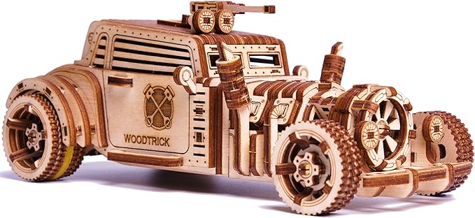 Wood Trick Apocalyptic Car 3D Wooden Puzzles for Adults and Kids to Build - Rides up to 26 feet - Wooden Model Car Kits to Build for Adults