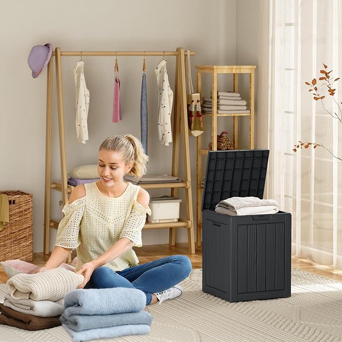 DRATO Deck Boxes, 28 Gallon Outdoor Storage Box for Patio Cushion, Sports Equipment, Garden Tools, Waterproof and UV Resistant, Lockable Black