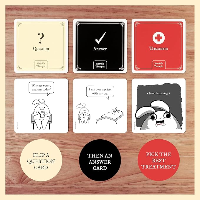 Horrible Therapist: Extra Horrible Edition by Exploding Kittens - A Card Game for 3-8 Players, Ages 17+ - Adult Party Game for Family Night