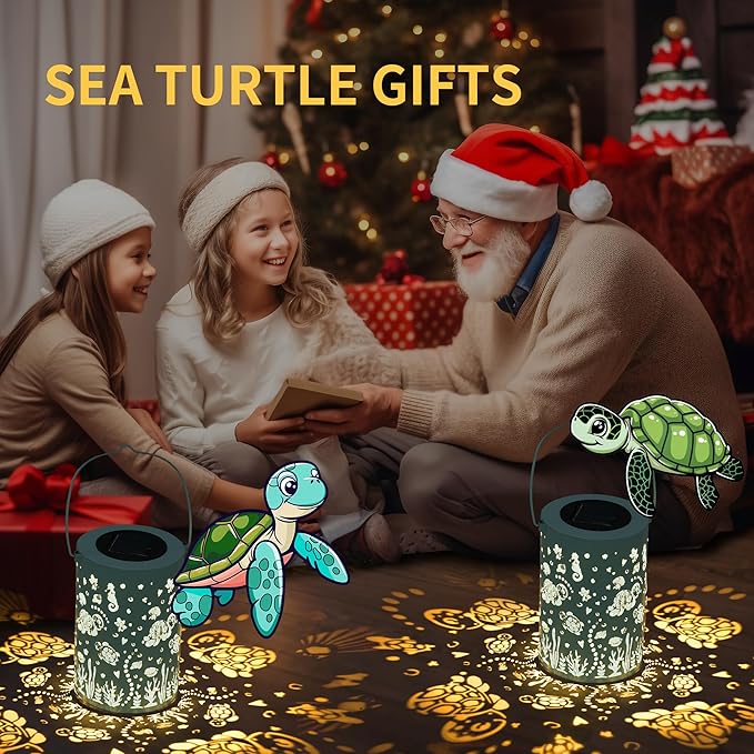Sea Turtle Solar Lantern - Outdoor Waterproof Hanging Solar Light - Garden Gifts for Women, Mom, Friends, Christmas, Birthdays and Special Occasions- Garden, Patio, Yard Décor- Durable Large Size Blue