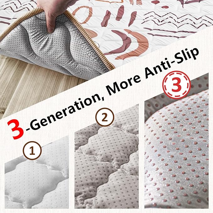 Baby Play Mat, 50x50 Playpen Mat, Thick Soft Foam Playmats for Baby, Foldable and Washable Crawling Mat for Floor (Orange Nature)