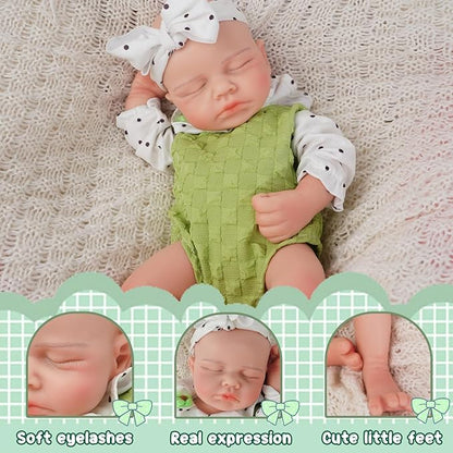 Girl 12.2 Inch, Full Silicone Baby Doll, Realistic Baby Dolls, Realistic Veins & Sleeping Pose, Not Vinyl, Reborn Baby Dolls Silicone Full Body, Gift Set