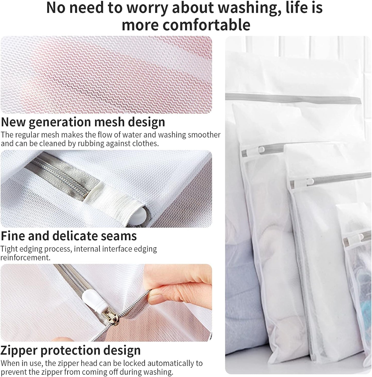 3 Pack Mesh Laundry Bags Medium by MDSXO- Fine Durable Lingerie Delicates Bag for Washing Machine for Socks, Bra, Mask,Underwear 12 * 16 inch [3 Pack]