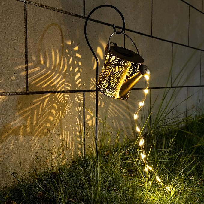 Outdoor Garden Decor Solar Lights, Large Waterproof Watering Can Landscape Lights Hanging Outside Decorations for Gardening Gift Yard Front Porch Clearance Lawn Driveway Patio Backyard Pathway