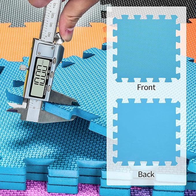 qqpp EVA Rubber 18 Tiles Interlocking Puzzle Foam Floor Mats - Baby Play Mat for Playing | Exercise Mat for Home Workout. Orange. QC-Bb18N