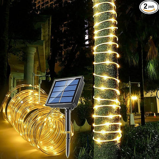 Solar Rope Light 2 Pack Waterproof IP65 39FT 100LEDs Outdoor LED ‎Solar Outdoor Lights for Party Garden Yard Home Wedding Christmas Halloween Holiday Tree Decoration Lighting