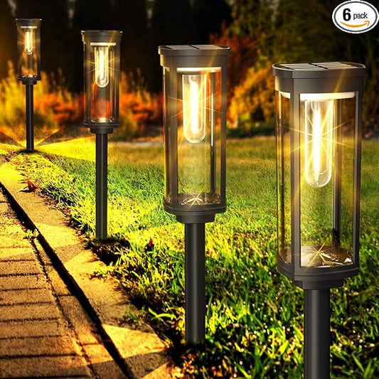 Solar Pathway Lights Outdoor 6 Pack, Bright Solar Path Lights Outside Waterproof, Walkway Light Solar Powered Landscape Lights for Driveway Lawn Patio Sidewalk Yard