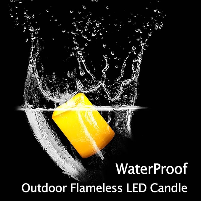 CANDLE CHOICE Waterproof Outdoor Battery Operated Flameless Candles with Timer Realistic Flickering Plastic Fake Electric LED Pillars for Lantern Garden Wedding Christmas Decorations 3”x4” 3 Pack