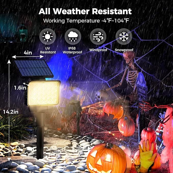 Solar Spot Lights Outdoor Waterproof for Flag, Tree, House, Garden, Yard, Landscape Spotlights for Accent Uplighting Halloween Christmas Decorations-6 Pack