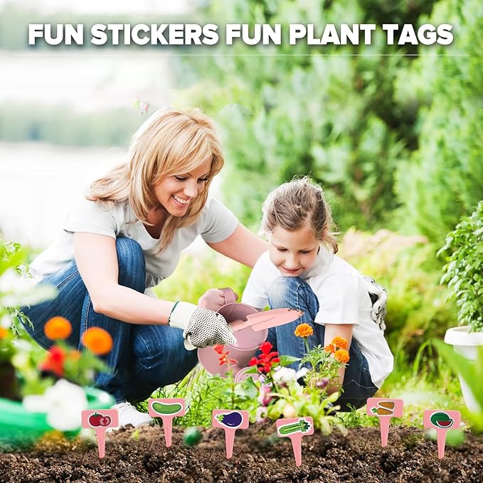 Kids Gardening Set 14Pcs Gardening Tools for Kids with Tote Bag,Watering Can, Shovel, Apron, Garden Book and More Educational STEM Learning Outdoor for Toddlers Boys Girls (Pink)