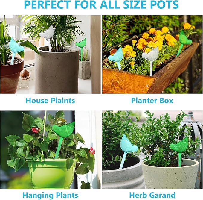 12PCS Plant Watering Globes, Bird Shaped Watering Bulbs for Outdoor Plants, Automatic Self Watering Spikes Plant Watering Bulbs for Indoor Outdoor Plants, Gifts for Plant Lovers