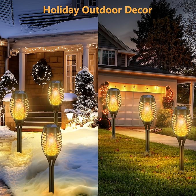 Solar Torch Lights for Garden Decor, 6 Pack 12 LED Solar Lights for Outside & 20.5'' Waterproof Solar Lights, Flame Torch Solar Lights Outdoor for Patio Path Yard Decorations