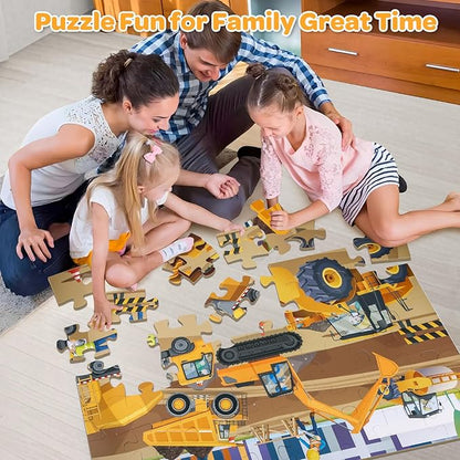 Jumbo Floor Puzzle for Kids Ages 4-6, 48 Piece Large Engineering Vehicles Jigsaw Puzzle, Extra-Thick Cardboard Preschool Learning Toys for Toddlers 3-5, Educational Gift for Boys Girls 3 4 5 6 7 8