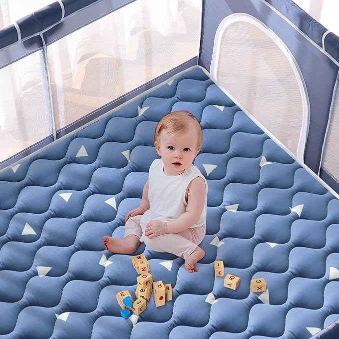 Premium Baby Play Mat 36" X 36", Thicken Foam One-Piece Crawling Mat, Non-Slip Cushioned Baby Playmats for Infants, Babies, Toddlers, Foldable and Machine Washable