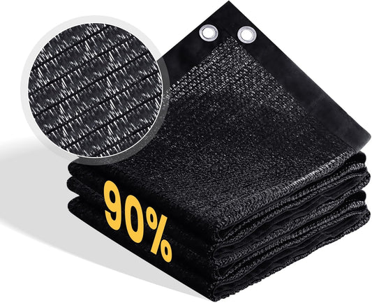 VICLLAX 90% Shade Cloth, 12x15FT Durable Black Mesh Trap with Every 3 FT Grommet, Sun Shade Fabric Netting for for Plants Cover, Greenhouse, Chicken Coop, Barn Kennel, Garden Patio