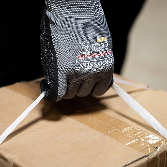 linconson 12 Pack Safety Performance Series Construction Mechanics Wrinkle Latex Work Gloves