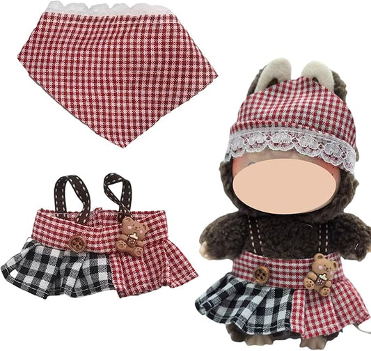 Clothes Set Compatible with 17cm Doll, Hat and Overalls Set for 15cm Doll Accessories Suit, Cute Clothe for Dress up Unique Style(RC23)