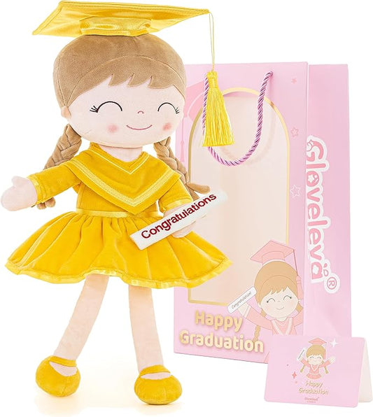 Gloveleya Baby Girl Gifts Graduation Plush Girls Dolls Congratulation Gift for Kindergarten Gold 16 inch