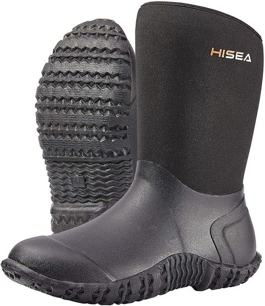 HISEA Women's Rubber Garden Boots Waterproof Insulated Yard Gardening Shoes Mid Height for Mud Working Outdoor