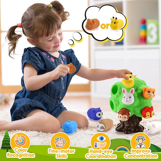 Gifts for 1-5 Year Old Boys, Toddler Toys Farm Animal Learning Toy for Toddlers 1-6 Forest Animal Playset Montessori Toys for 2-6 Girls Sensory Birthday Gifts for Boys