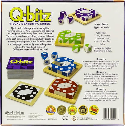 Mindware Q-Bitz Pattern Matching Fun Board Games for Family Game Night | Ages 8 and up 2-4 Players