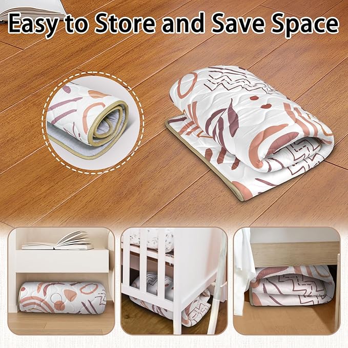 Baby Play Mat, 50x50 Playpen Mat, Thick Soft Foam Playmats for Baby, Foldable and Washable Crawling Mat for Floor (Orange Nature)