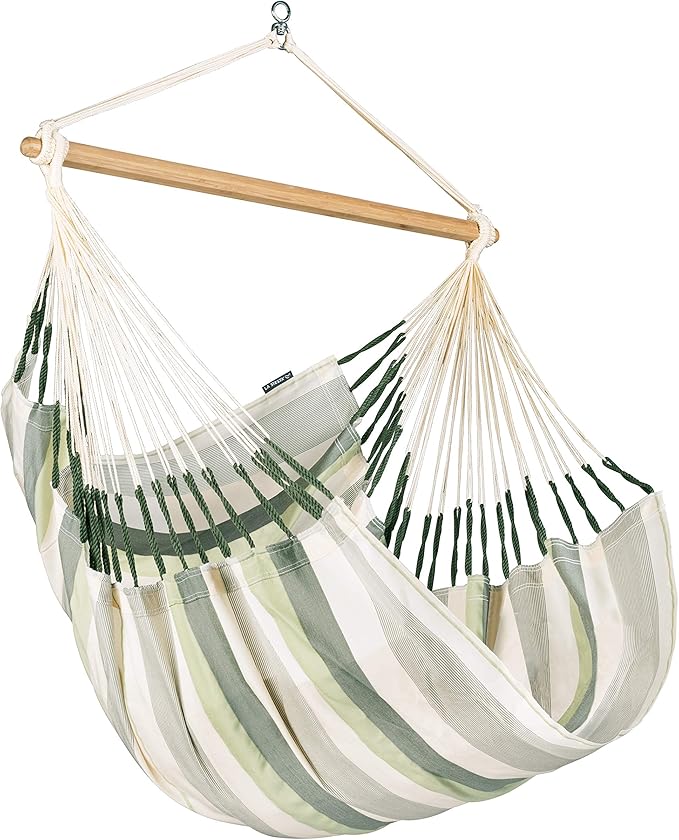 LA SIESTA® Large Comfort Domingo Hammock Chair Swing & Tree Mount Kit - Suspension Kit for Trees Beams Posts - Weatherproof, Outdoor Indoor Hammock Swing - Hanging Chair for Bedroom Patio - Cedar
